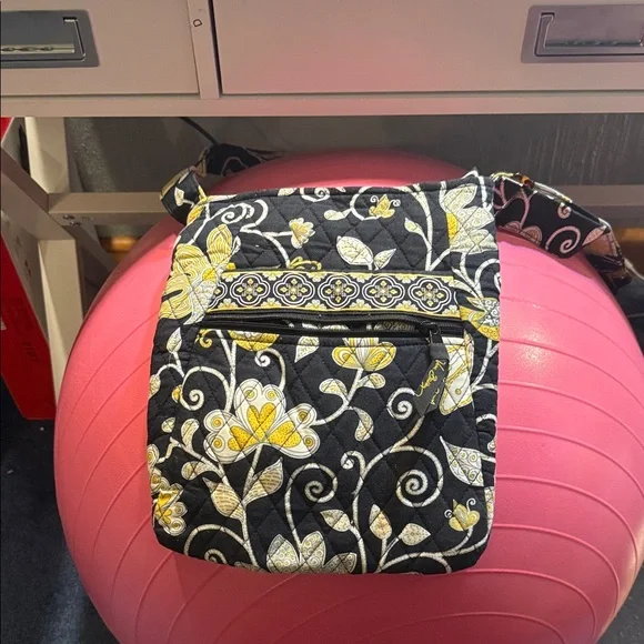 Vera Bradley Black and Yellow Floral Crossbody Bag - Picture 5 of 5